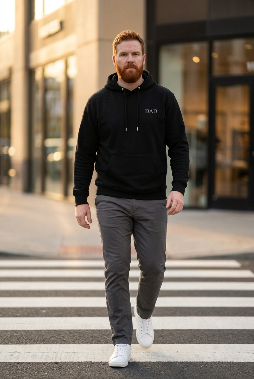 Mann im DAD Hoodie