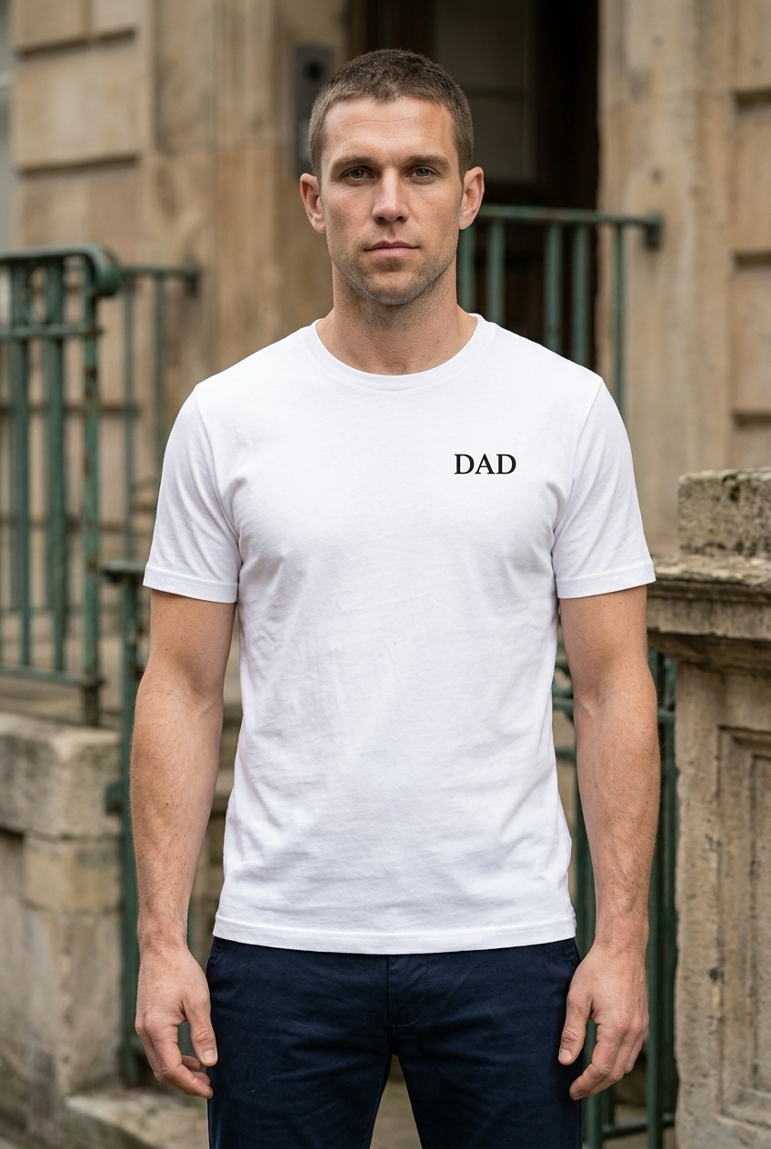 DAD Shirt in Weiss getragen