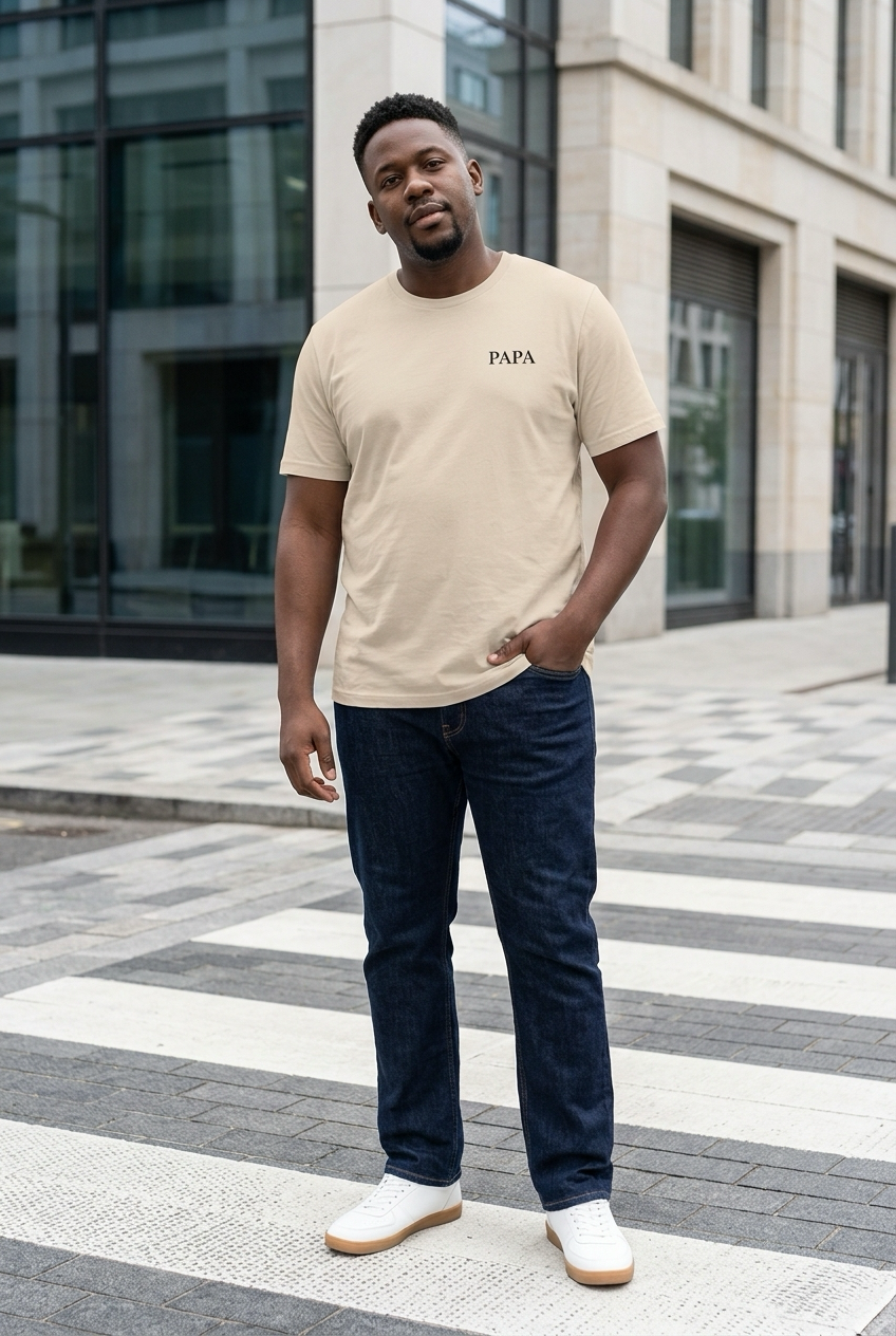 PAPA Shirt in Soft Cream getragen