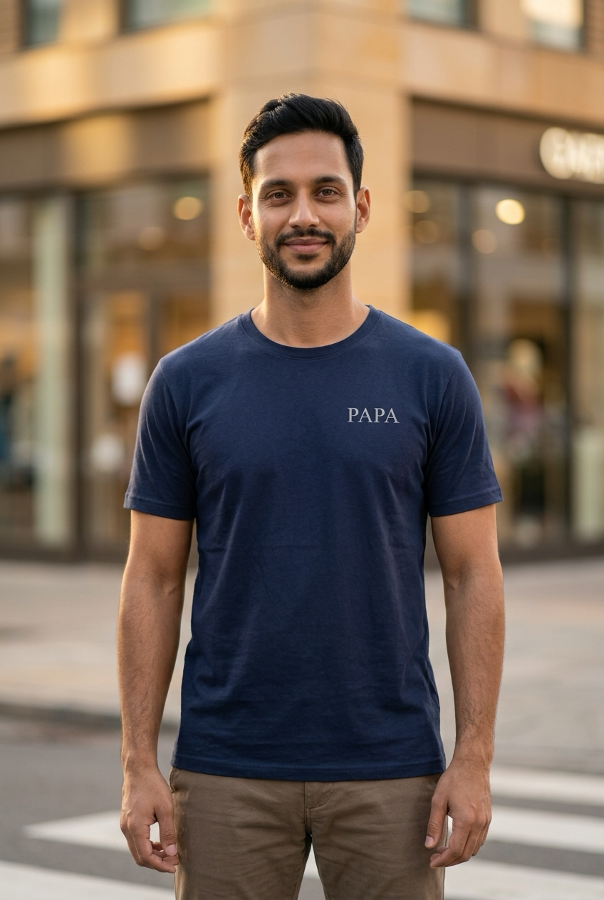 Mann im PAPA Shirt