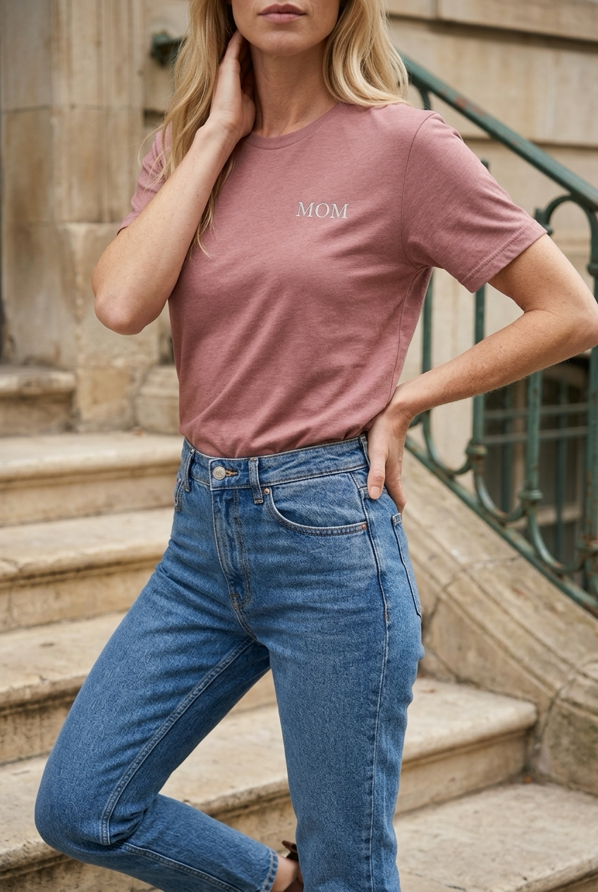 Frau im MOM Shirt