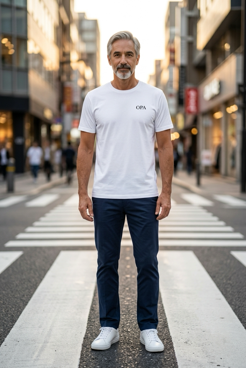 OPA Shirt in Weiss mit schwarzer Stickerei, getragen
