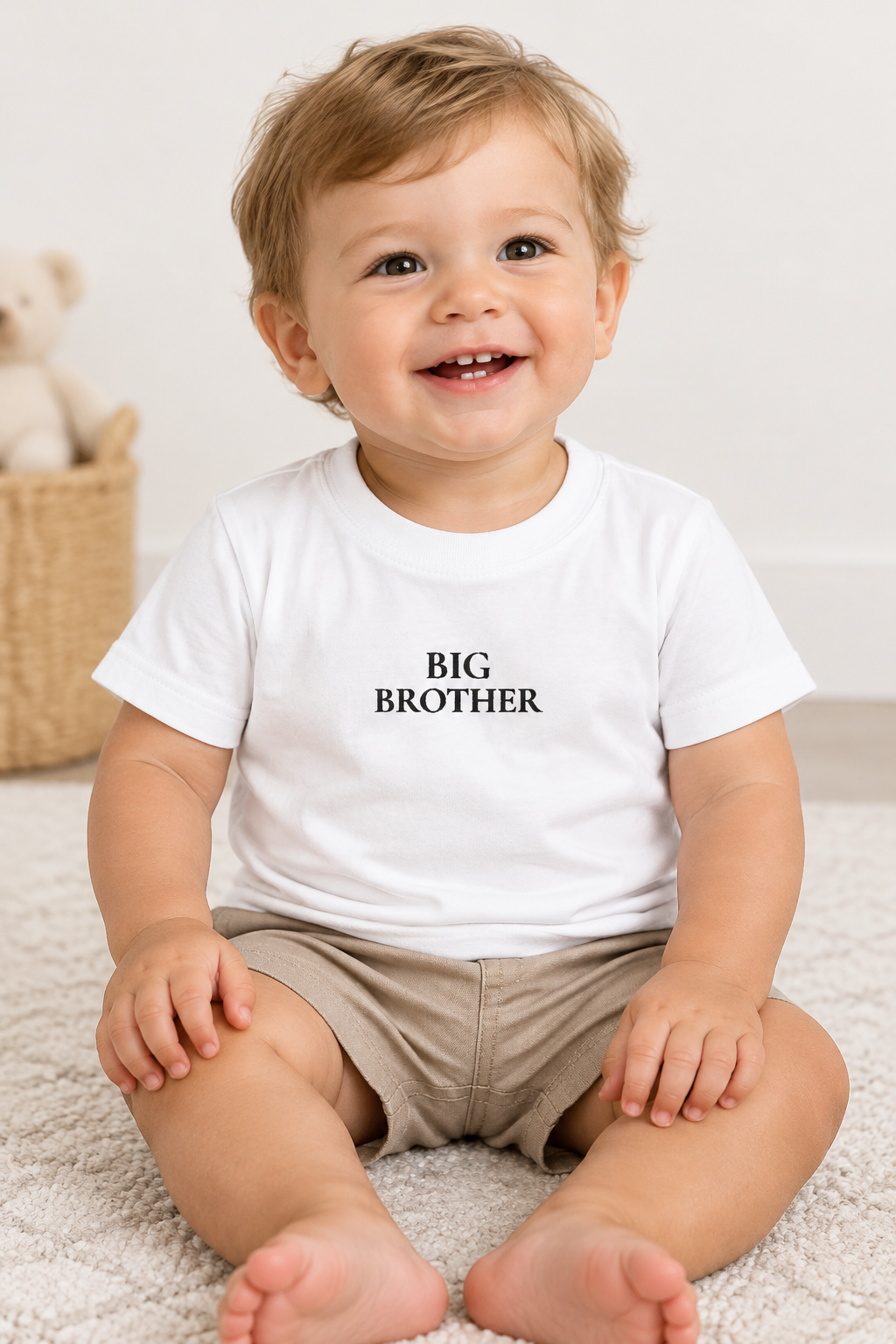 BIG BROTHER Baby T-Shirt in Weiss getragen