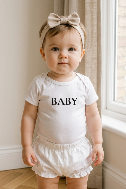 Baby im weissen BABY Body