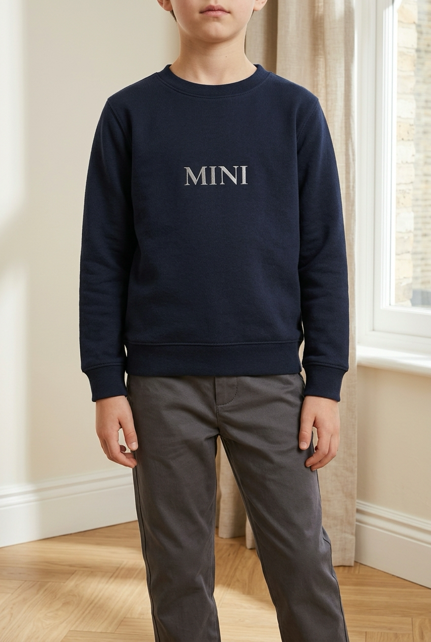 MINI Kinder Pullover – weiss bestickt | 2–7 Jahre
