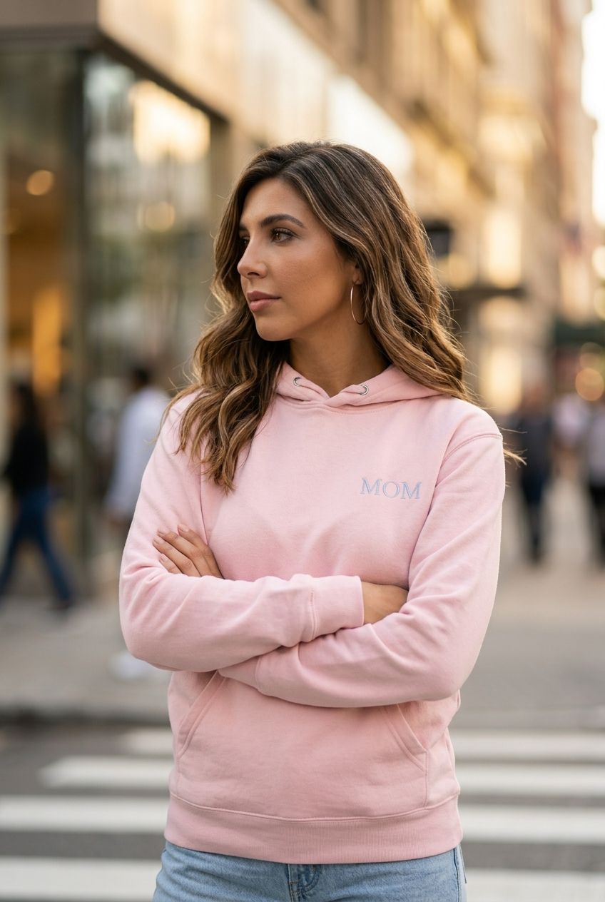 Frau im MOM Hoodie