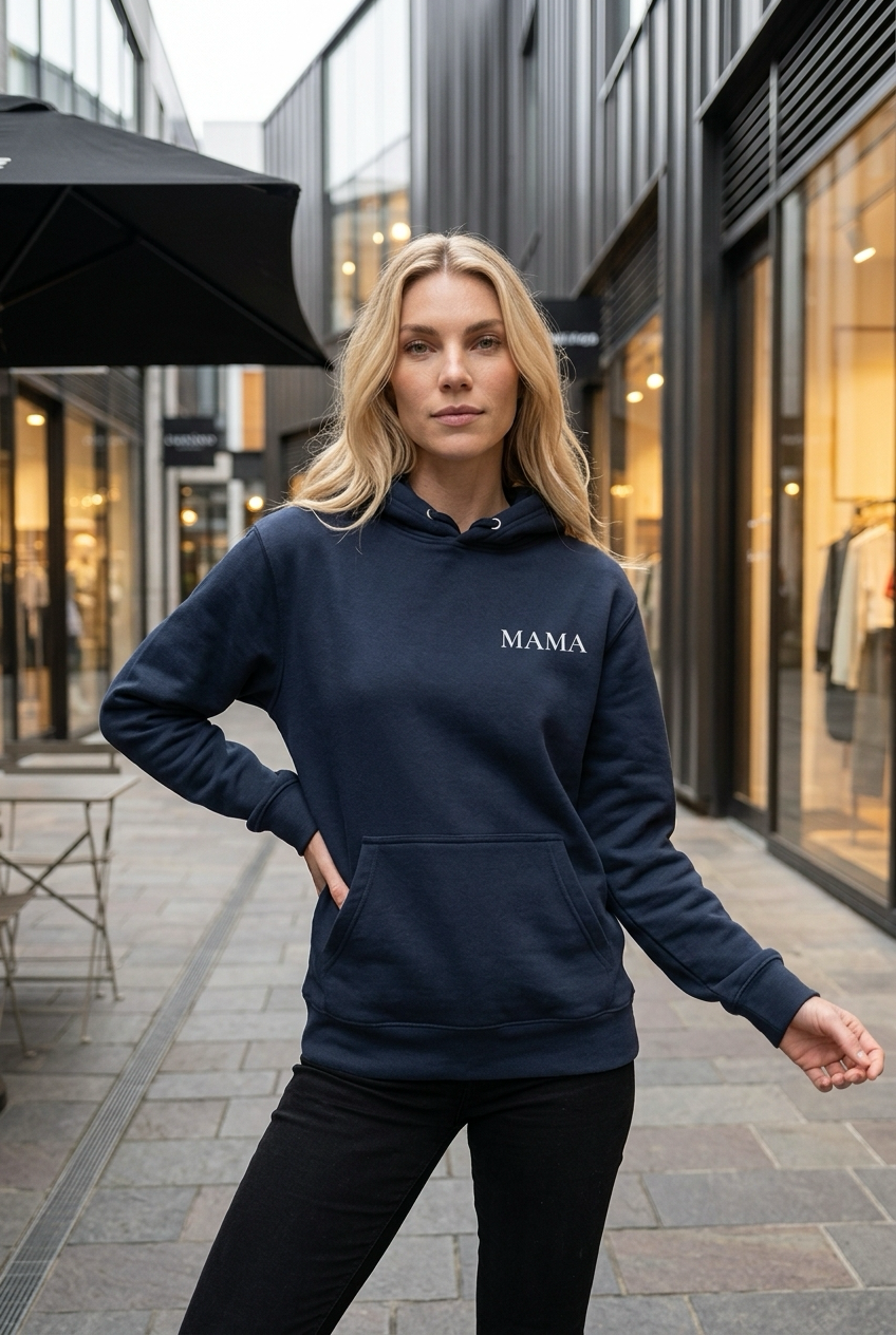 Frau im MAMA Hoodie