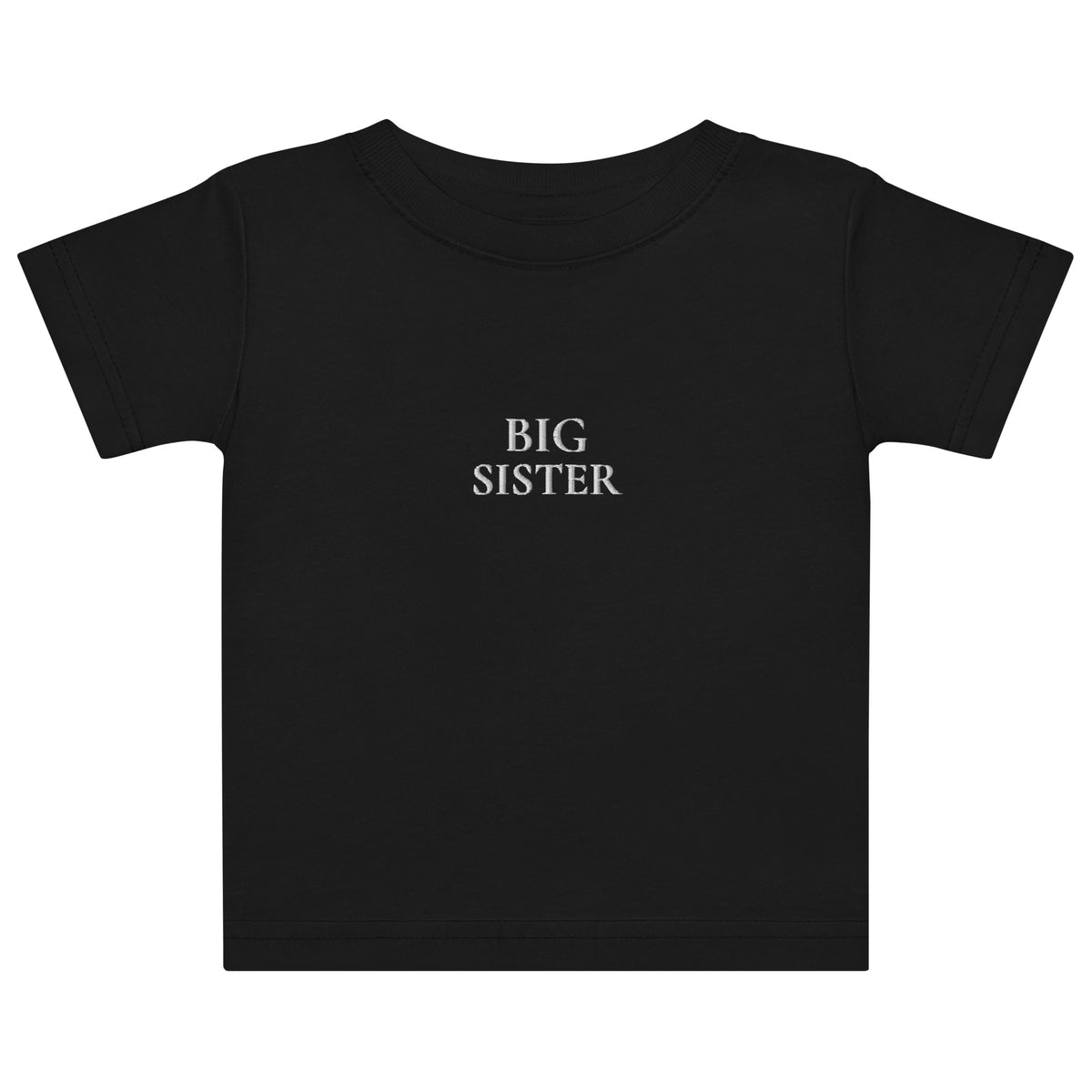 BIG SISTER Baby T-Shirt in Schwarz mit weisser Stickerei