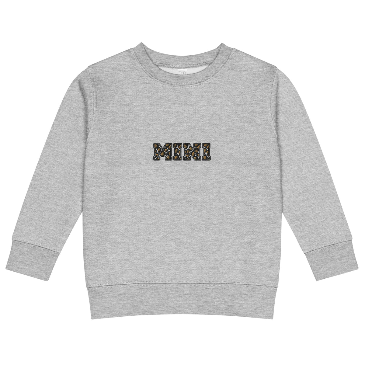 MINI Pullover Leo in Grau meliert mit Leopardenschriftzug