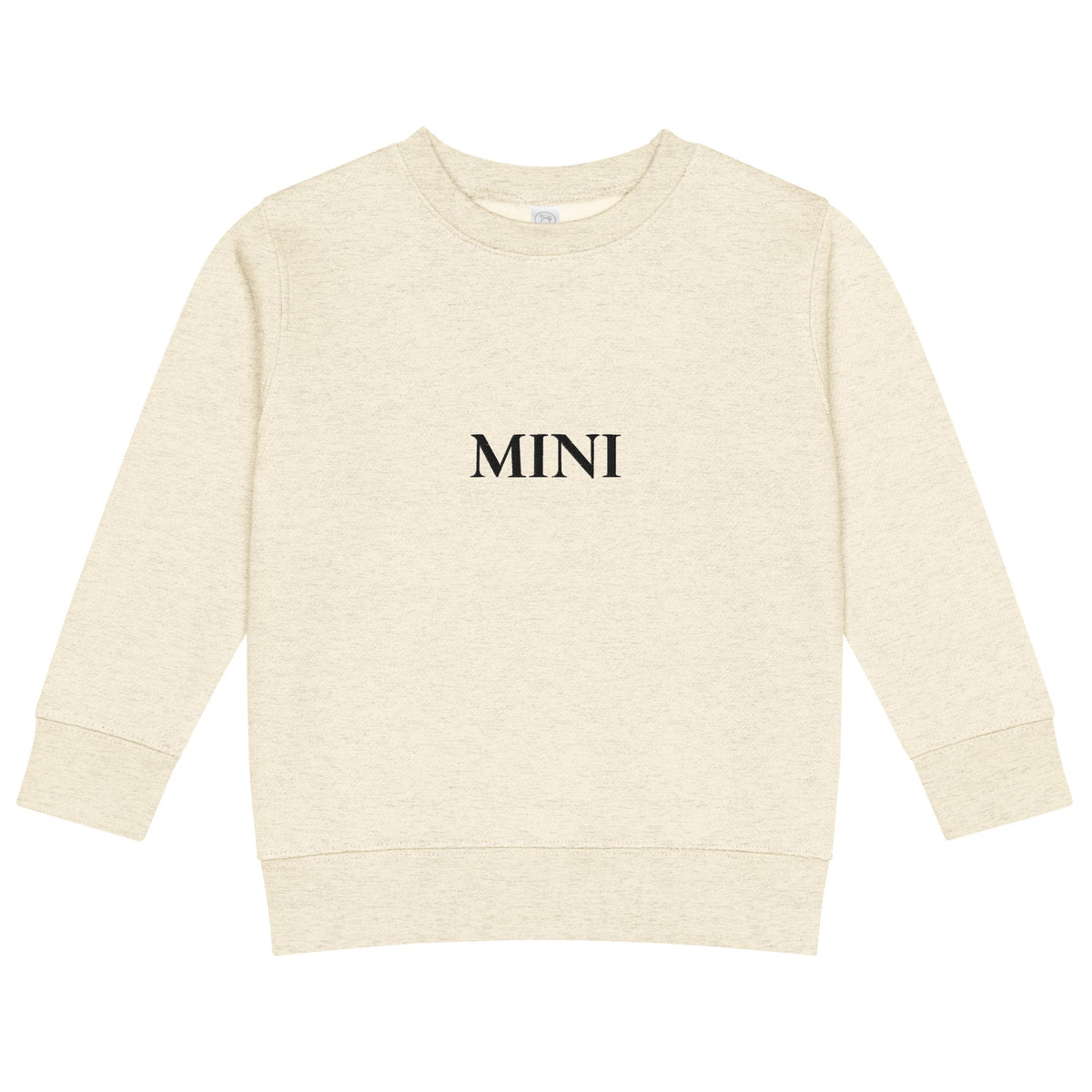 MINI Pullover in Natural Heather mit schwarzer Stickerei