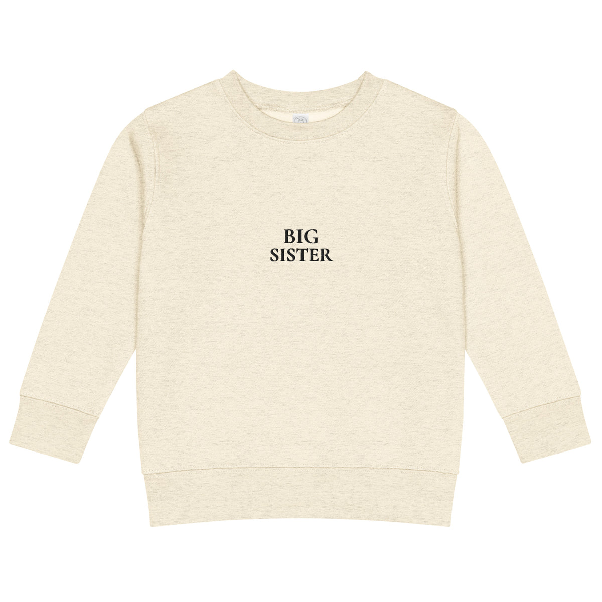 BIG SISTER Pullover in Natur meliert mit schwarzer Stickerei