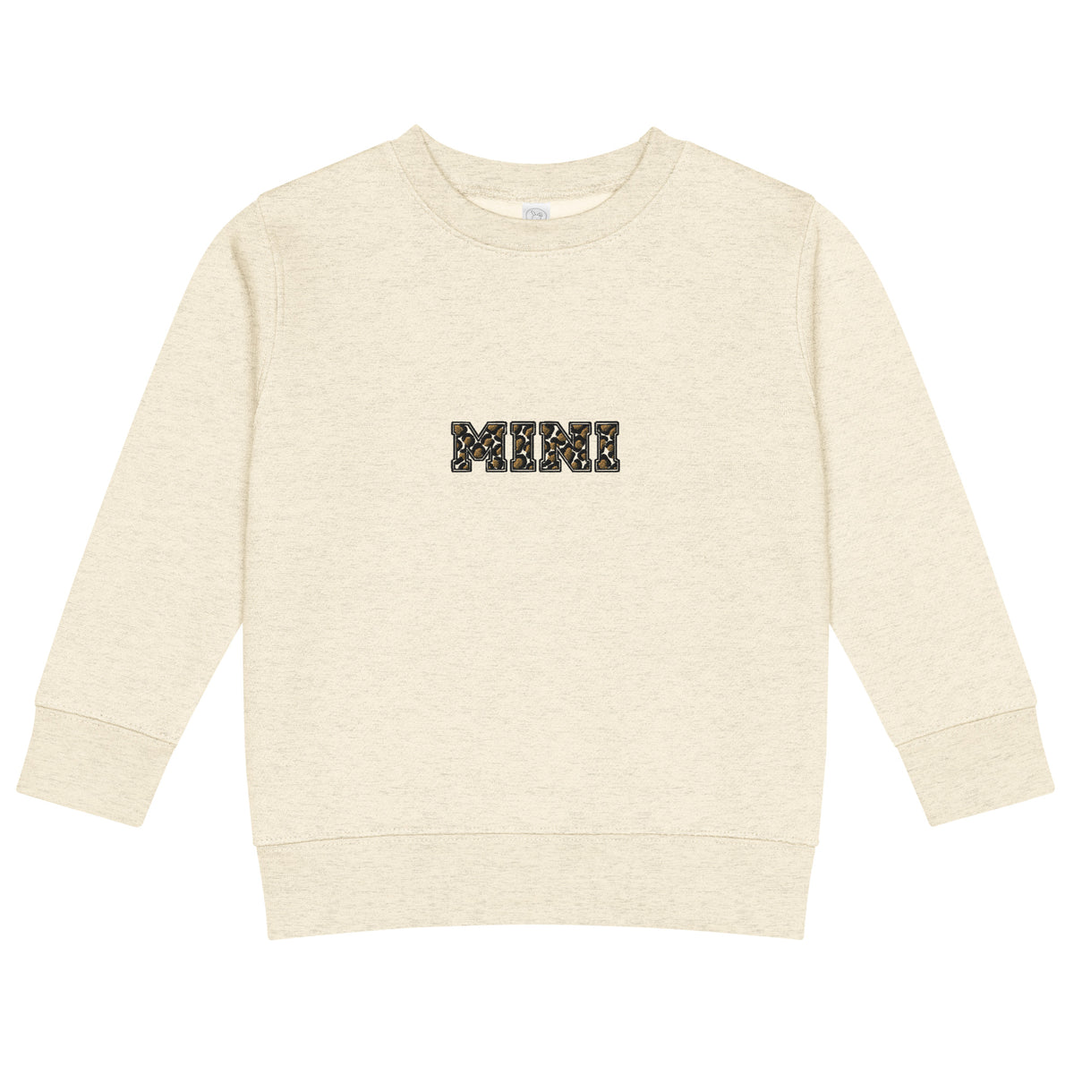 MINI Pullover Leo in Natur meliert mit Leopardenschriftzug