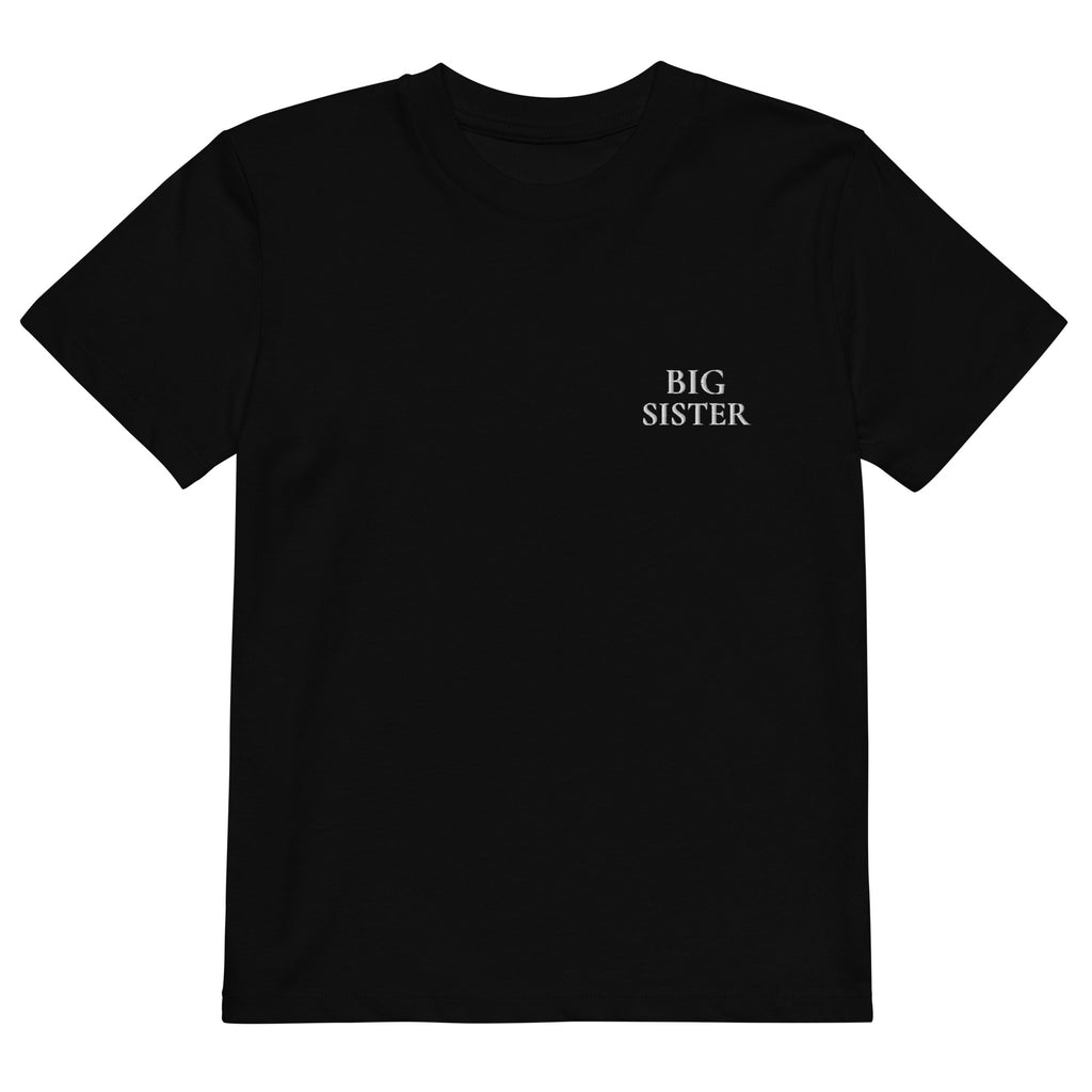 BIG SISTER T-Shirt in Schwarz mit weisser Stickerei