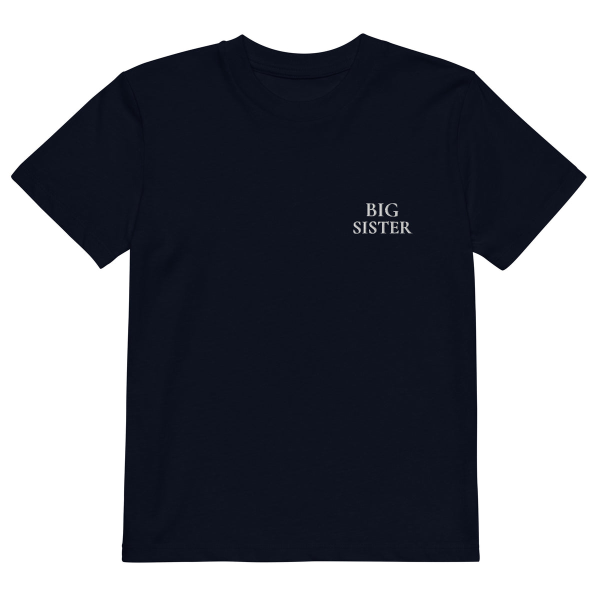 BIG SISTER T-Shirt in French Navy mit weisser Stickerei