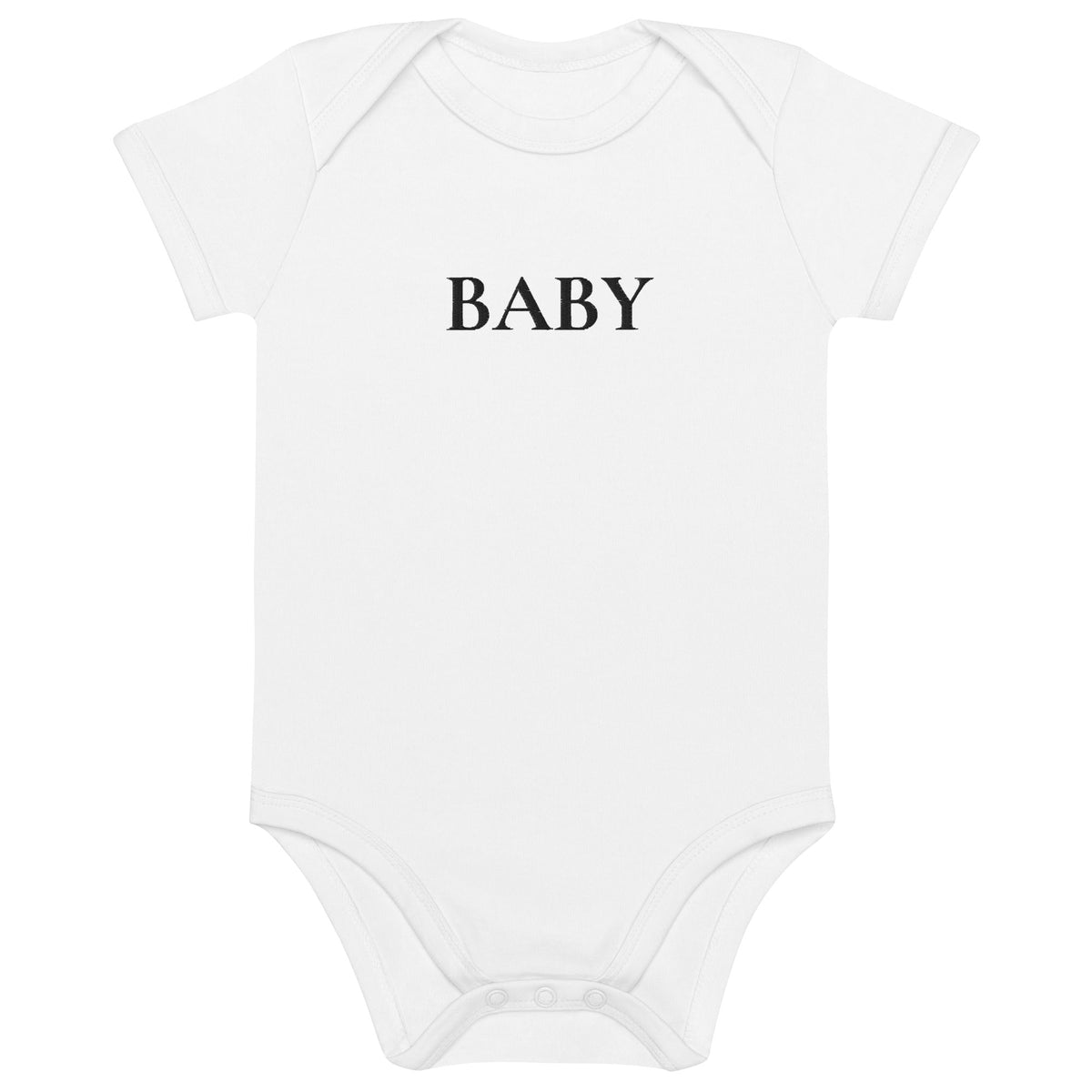BABY Body in Weiss mit schwarzer Stickerei
