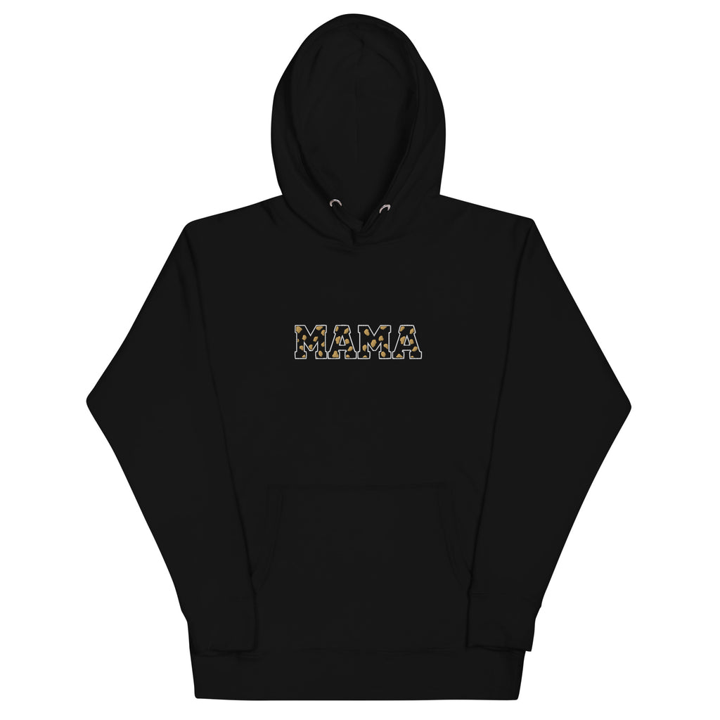 MAMA Hoodie Leo in Schwarz mit Leopardenschriftzug