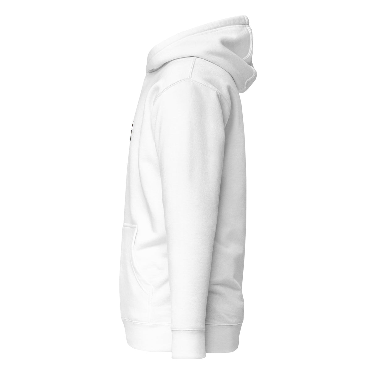 MOM Hoodie Leo in Weiss – Seitenansicht links