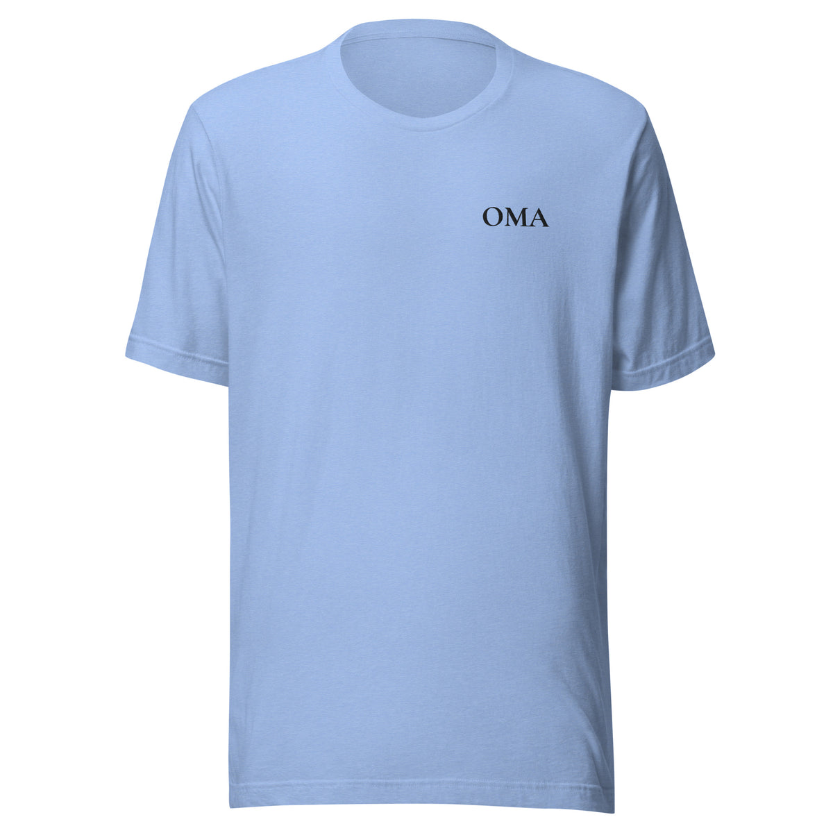 OMA Shirt in Hellblau meliert mit schwarzer Stickerei